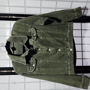 Vintage Simply Fashion Corduroy cropped jacket M Emerald Green.